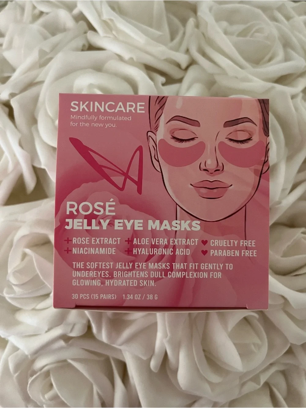 Rosé Jelly Eye Masks - Hydrating hyaluronic acid Under-Eye Patches